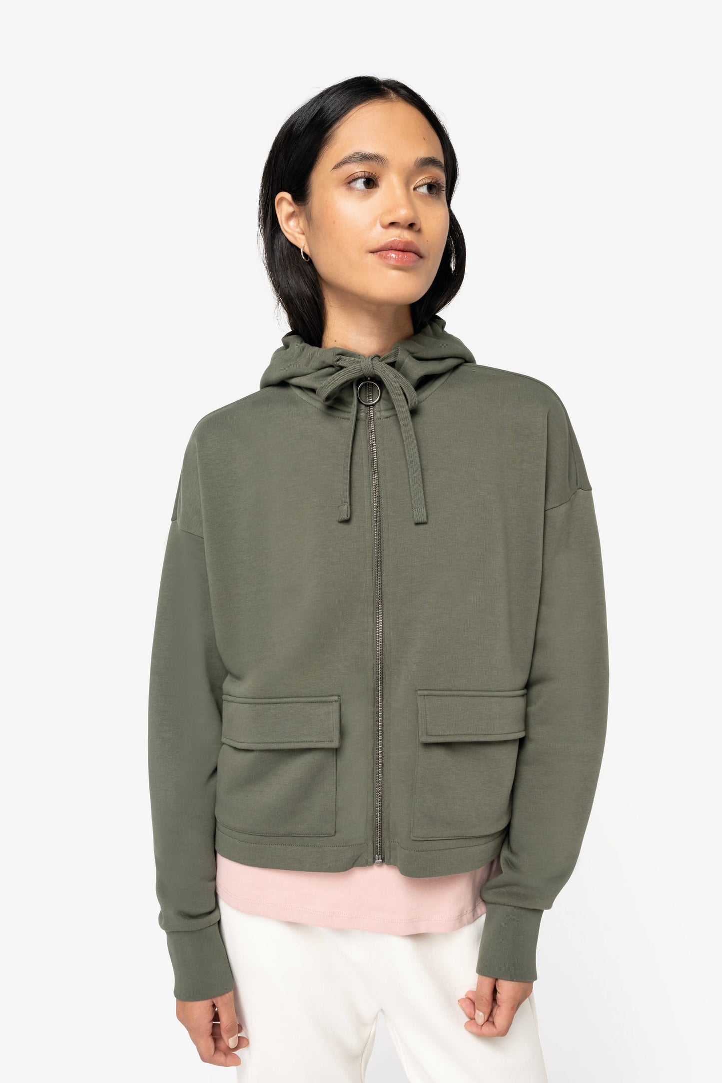 Sweat-shirt écoresponsable zippé à capuche French Terry