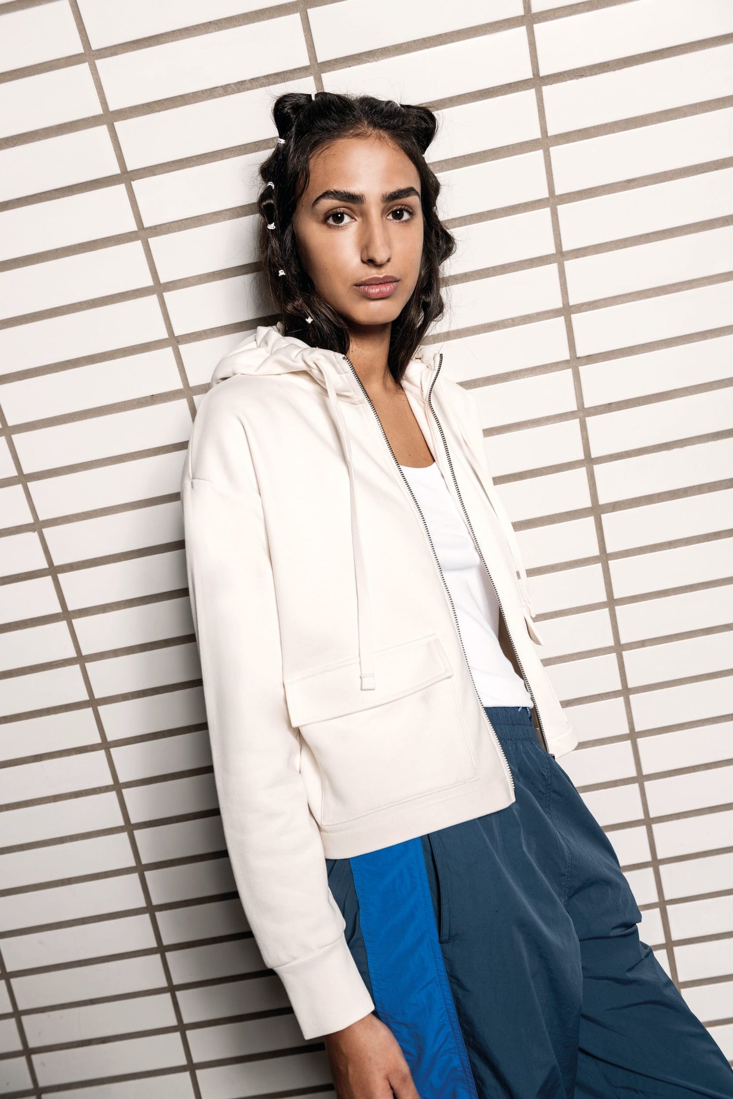 Sweat-shirt écoresponsable zippé à capuche French Terry