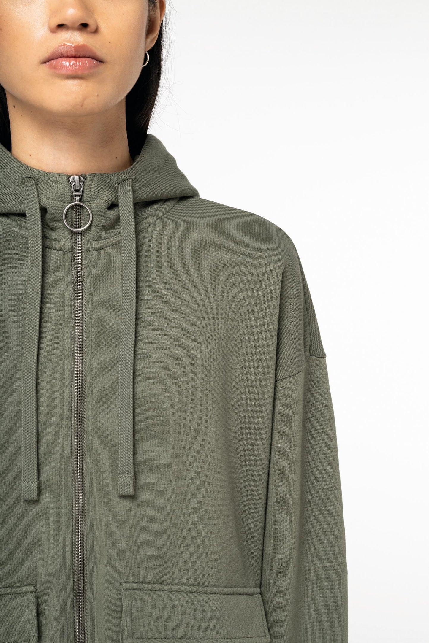 Sweat-shirt écoresponsable zippé à capuche French Terry