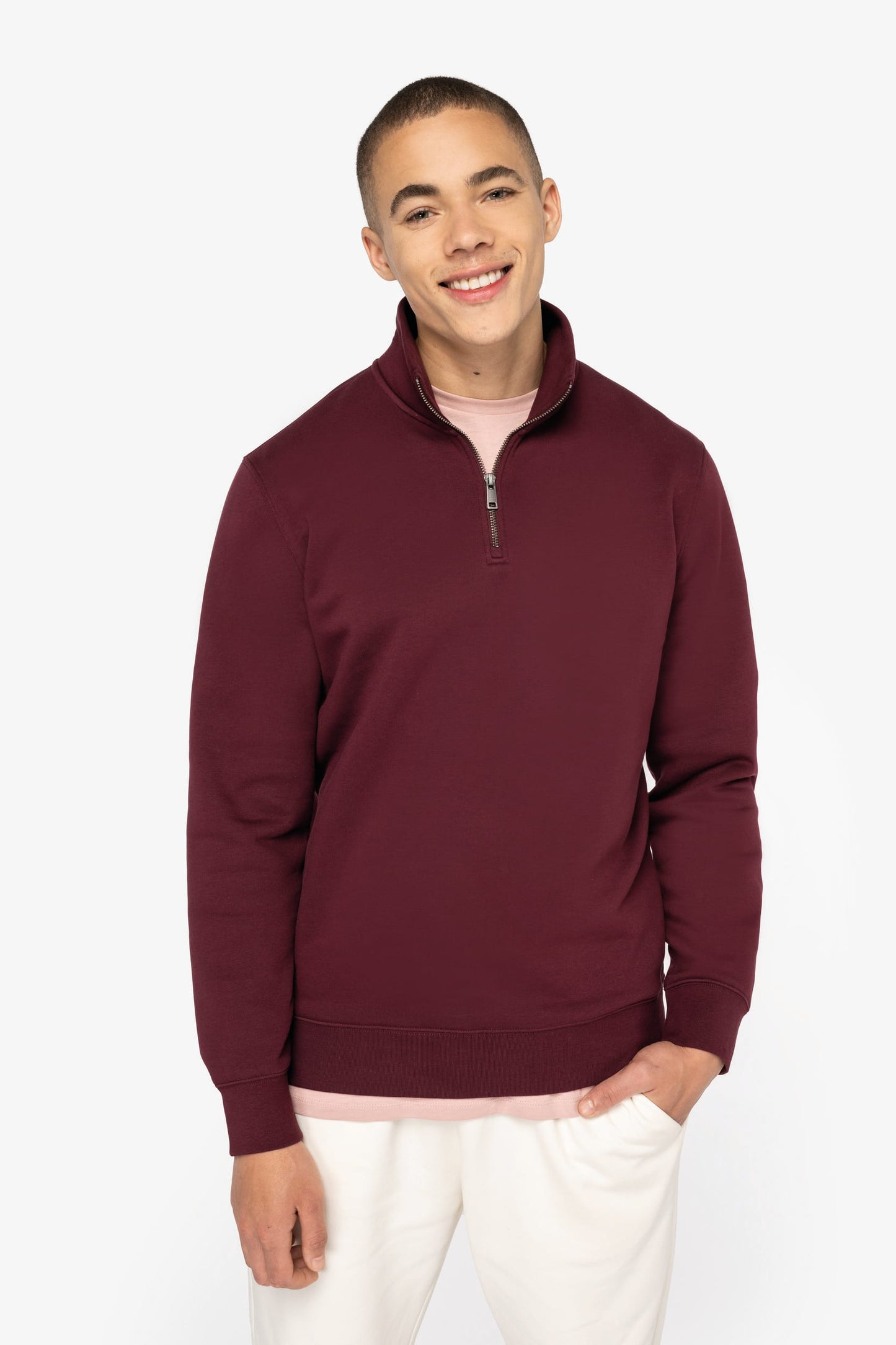 Sweat-shirt écoresponsable à col montant zippé