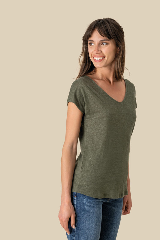 T-shirt en lin col V