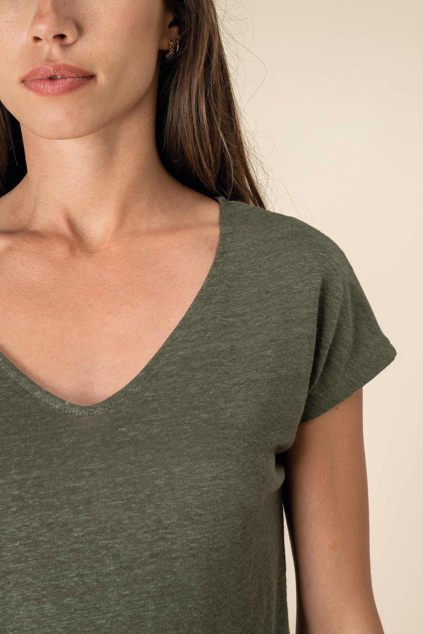 T-shirt en lin col V