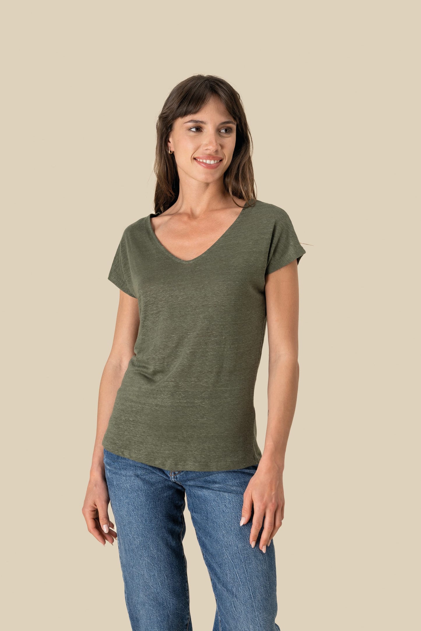 T-shirt en lin col V